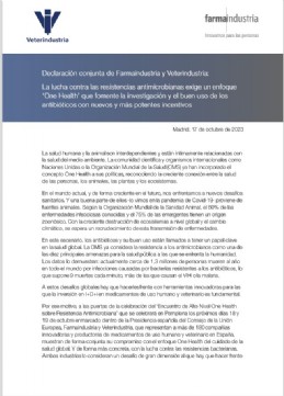 Declaracin conjunta de Farmaindustria y Veterindustria